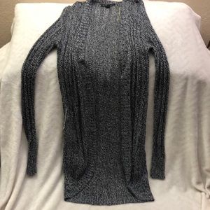 Black, grey knitted long cardigan
